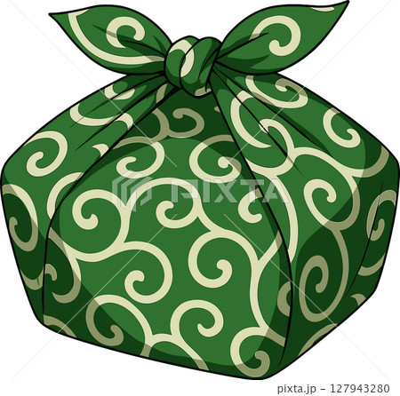 唐草模様の風呂敷の荷物のイラスト	 127943280