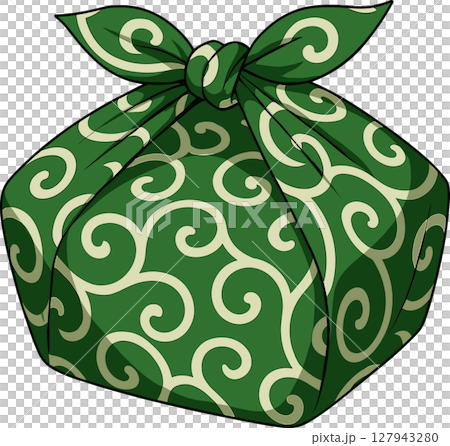 唐草模様の風呂敷の荷物のイラスト	 127943280