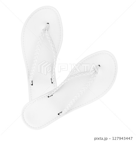 white women's summer flip flops isolated on white background white women's summer flip flops isolated on white background 127943447