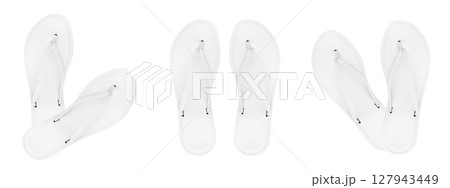 set white women's summer flip flops isolated on white background set white women's summer flip flops isolated on white background 127943449