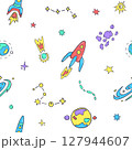 Space for kids, colorful doodle pattern 127944607
