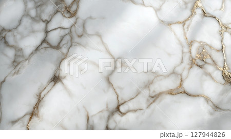 Minimalistic white marble with ultra-thin silver or rose-gold veins 127944826