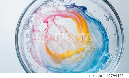 High-Speed Macro Color Burst, Laundry Capsule Dissolving in Water High-Speed Macro Color Burst, Laundry Capsule Dissolving in Water 127945034