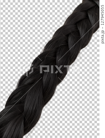 Braided black hair strands, isolated on transparent background, hairstyle, natural hair Braided black hair strands, isolated on transparent background, hairstyle, natural hair 127945055