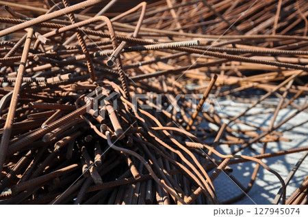 Texture of tangled rusty rods 127945074