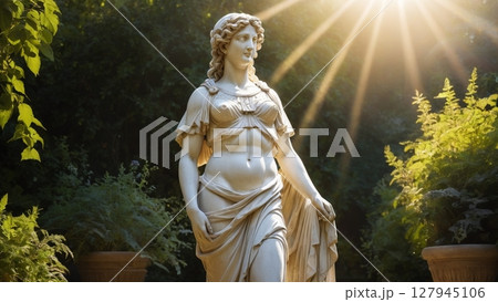 夕日を浴びる像 127945106