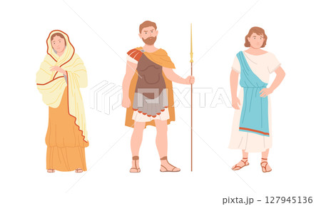Ancient Rome citizens in traditional clothing set cartoon vector illustration Ancient Rome citizens in traditional clothing set cartoon vector illustration 127945136