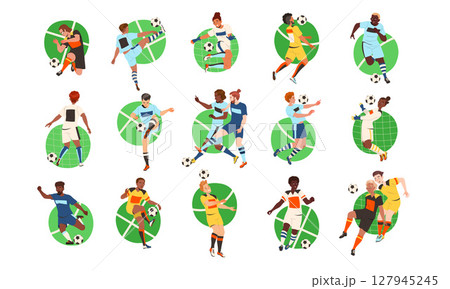 Dynamic and Engaging Soccer Illustrations Featuring Talented Female Players Taking Action 127945245
