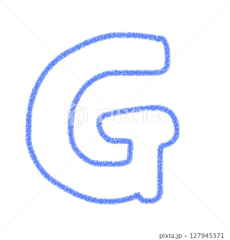 アルファベットG　 手書き文字　かわいい　素材　青　イラスト　素材　アイコン　クレヨン風 127945371