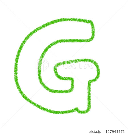 アルファベットG　 手書き文字　かわいい　素材　緑　イラスト　素材　アイコン　クレヨン風 127945373