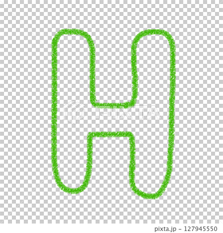 字母H 手寫字母 可愛 材質 綠色 插圖 材質 圖示 蠟筆風格 127945550