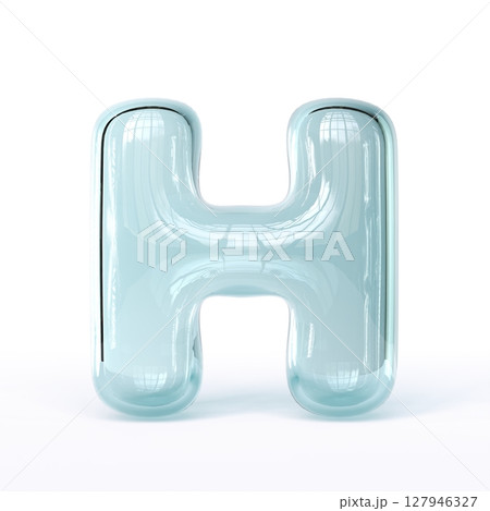 Blue glass font Letter H 3D Blue glass font Letter H 3D 127946327