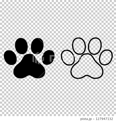 シンプルな動物の肉球の線画とベクター イラスト 127947132
