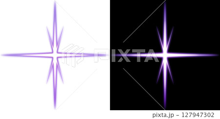 紫のスターグロー効果（透明背景と黒背景） 127947302