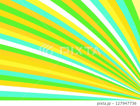 ポップ爽快ウェーブライン集中線イラスト背景素材　鮮やかさわやか黄緑色オレンジ水色　春夏ベクター 127947736