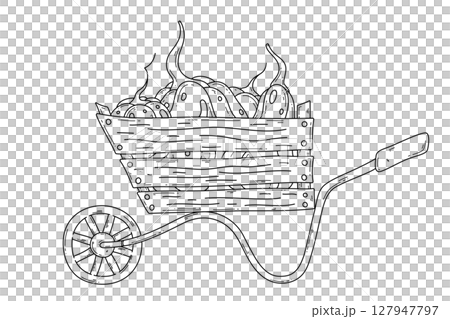 Isolated autumn harvest cart in doodle style 127947797