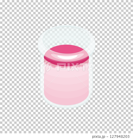 插畫素材：瓶裝草莓牛奶布丁 127948203