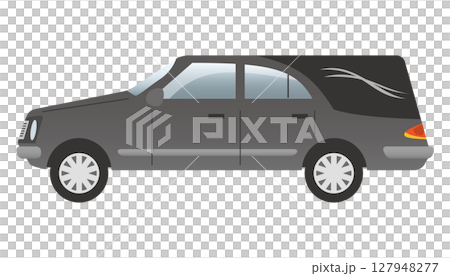 横アングルの黒い霊柩車のイメージイラスト 横アングルの黒い霊柩車のイメージイラスト 127948277
