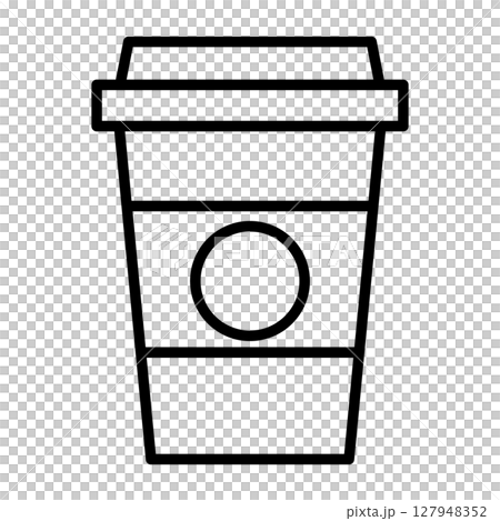 ホット用テイクアウトカップ線画アイコン 127948352