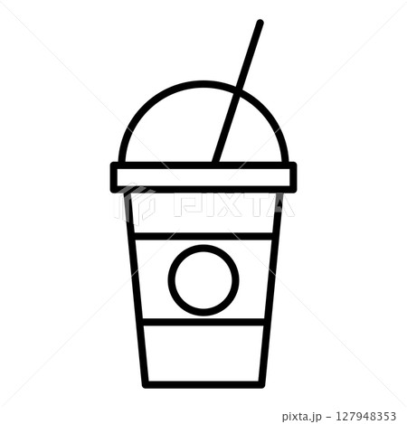 コールド用テイクアウトカップ線画アイコン 127948353