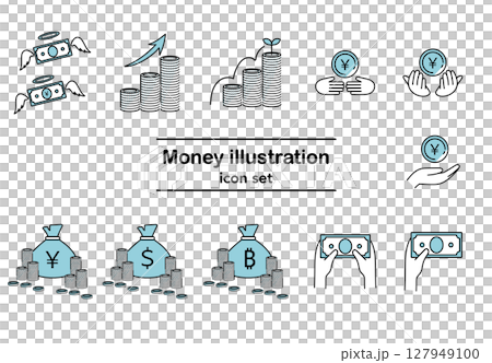 イラスト素材: お金や投資をテーマにしたベクターアイコンセット 127949100