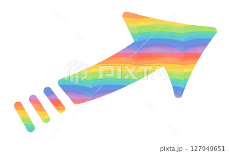 虹色で手描きの太い矢印でポジティブなイメージのイラスト素材 127949651