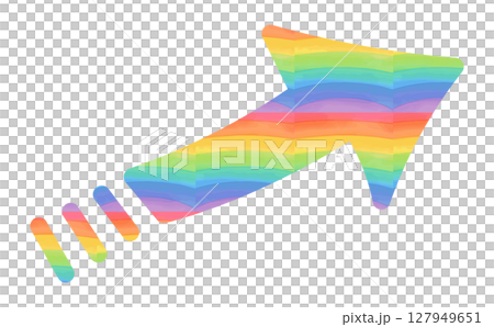 虹色で手描きの太い矢印でポジティブなイメージのイラスト素材 127949651