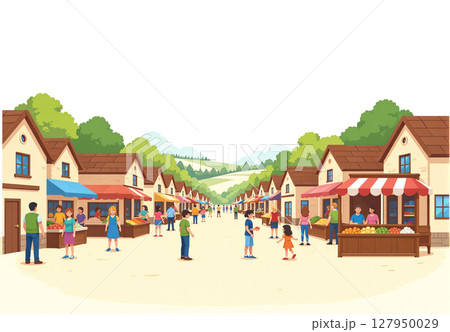 賑やかな朝市 127950029