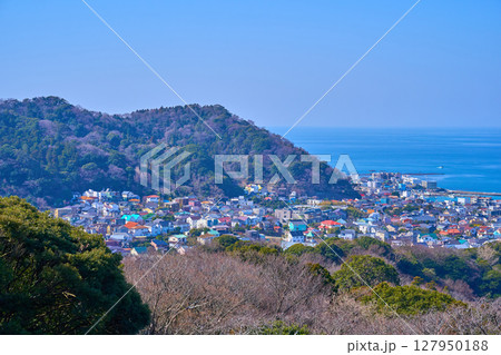 神奈川県三浦郡葉山町の仙元山から南西側の眺望(葉山町,大峰山,三ヶ岡山,相模湾など) 神奈川県三浦郡葉山町の仙元山から南西側の眺望(葉山町,大峰山,三ヶ岡山,相模湾など) 127950188