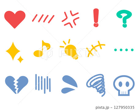 感情表現アイコンセット カラフル ベクターイラスト 感情表現アイコンセット カラフル ベクターイラスト 127950335