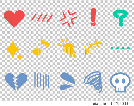 感情表現アイコンセット カラフル ベクターイラスト 感情表現アイコンセット カラフル ベクターイラスト 127950335