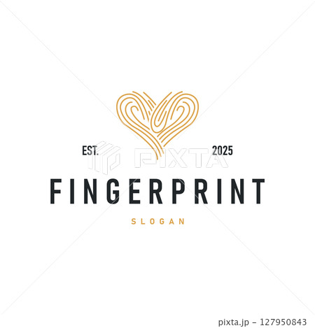 simple minimalist fingerprint logo concept as an elegant line concept identity, for product brand, businesses or template illustration 127950843
