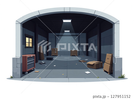 放置されたガレージ 127951152