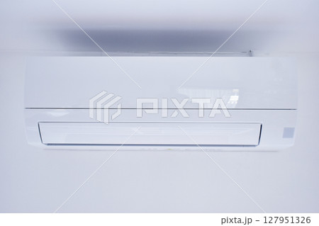 white air conditioner on wall, electricity object in home white air conditioner on wall, electricity object in home 127951326