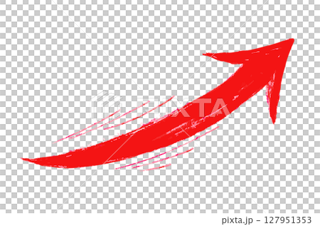 A passionate and energetic illustration of a red brush-drawn arrow 127951353