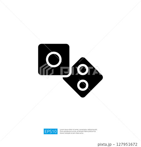 Two black dice showing different numbers creating a feeling of chance and excitement in a simple yet engaging design suitable for any gaming context Two black dice showing different numbers creating a feeling of chance and excitement in a simple yet engaging design suitable for any gaming context 127951672