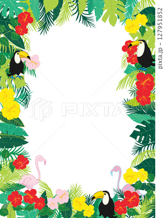 夏にぴったりの南国素材フレーム 縦2  127951852