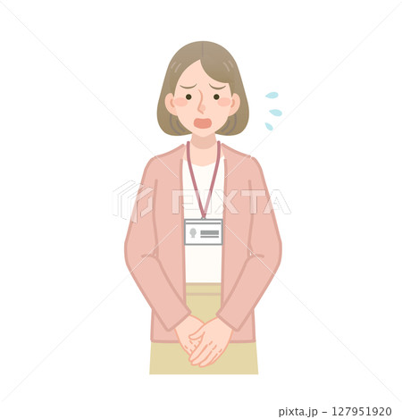 謝罪する女性社員のベクターイラスト 127951920