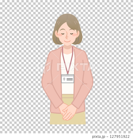 Vector illustration of a female employee bowing 127951922