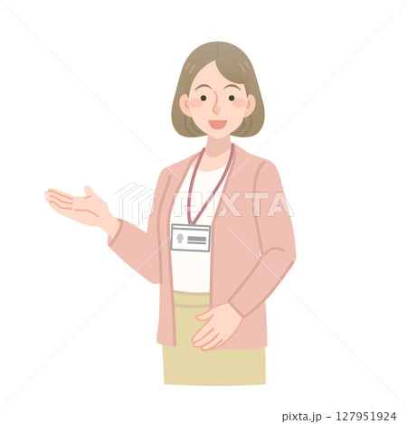 案内をする女性社員のベクターイラスト 127951924