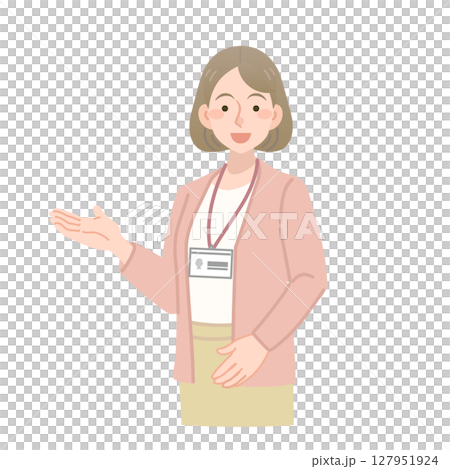 案内をする女性社員のベクターイラスト 127951924