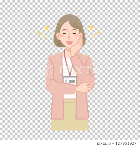 嬉しそうな女性社員のベクターイラスト 127951927