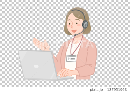 Female employees attending online meetings Female employees attending online meetings 127951968