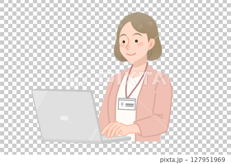 Female employee using a laptop Female employee using a laptop 127951969