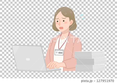 Illustration of a busy female employee Illustration of a busy female employee 127951970