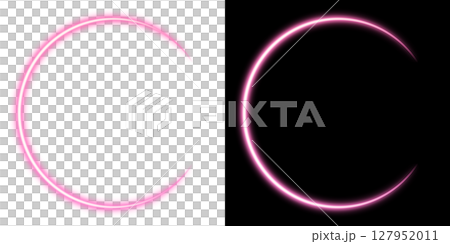 Pink neon light ring effect (transparent and black background) 127952011