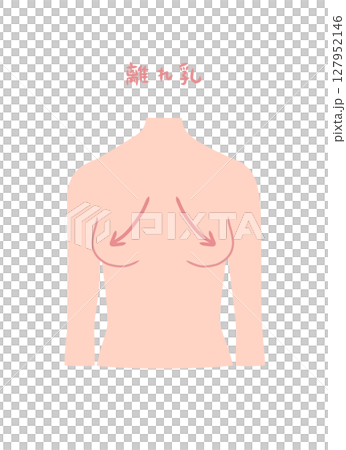 離れ乳の女性の上半身イラスト素材 127952146