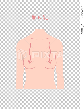 垂れ乳の女性の上半身イラスト素材 127952148