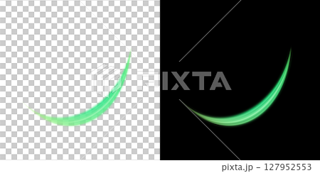 Green luminous streaks (transparent and black backgrounds) 127952553