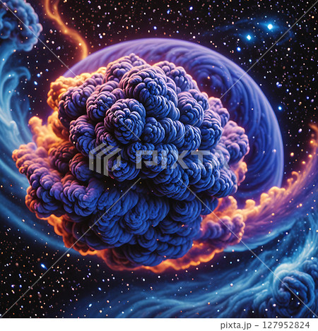 Interstellar Nebula Swirls Merging in Abstract Form 127952824